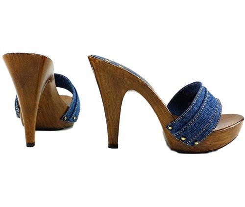 Kiara Shoes Zoccolo jeans con Tacco Kiara Shoes Zoccolo jeans con Tacco