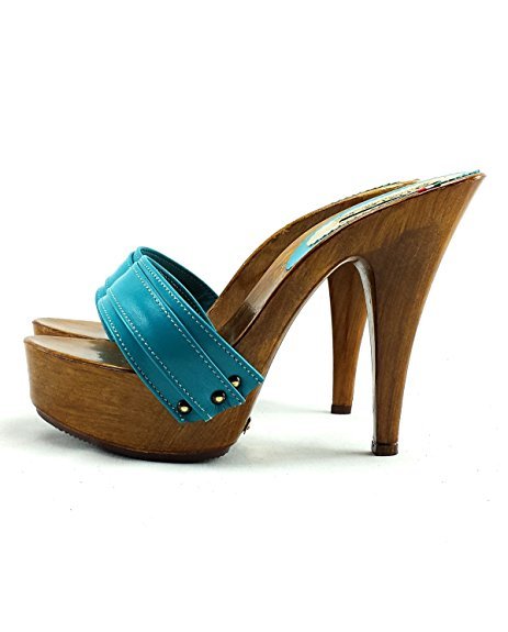 kiara shoes zoccoli turchese