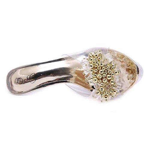 zoccoli trasparenti oro tacco 14