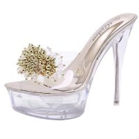 zoccoli trasparenti oro tacco 14