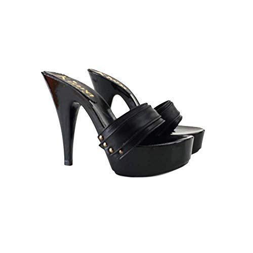 zoccoli sexy neri in pelle