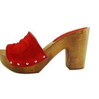 Zoccoli in vero legno e pelle