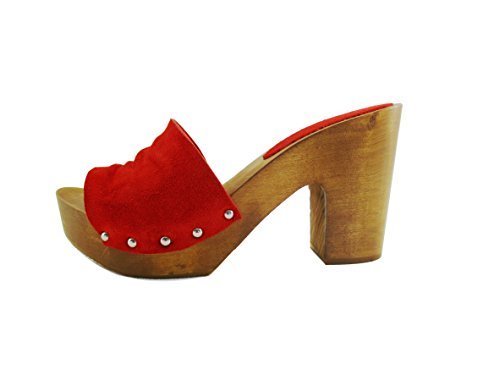 Zoccoli in vero legno e pelle