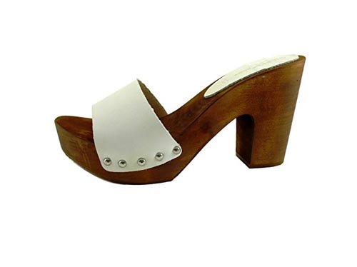 zoccolo bianco in legno e pelle silfer shoes