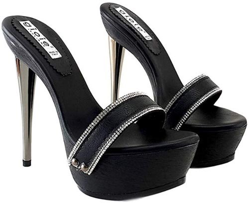 zoccoli neri con tacco metallico