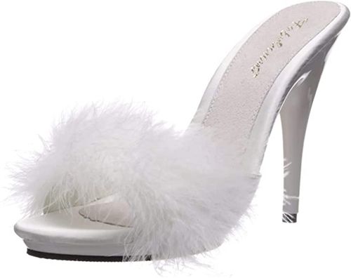 sandali con piume bianche