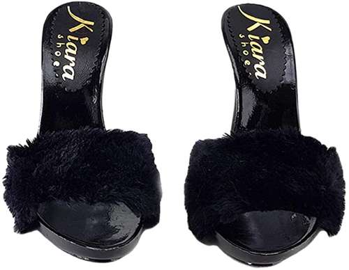 zoccoli neri in morbida pelliccia nera