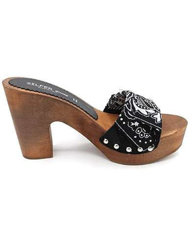 zoccoli in vero legno e pelle