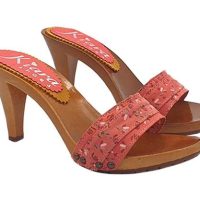 zoccoli estivi in tessuto rosso