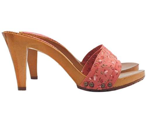 zoccoli estivi in tessuto rosso