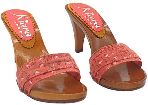 zoccoli estivi in tessuto rosso