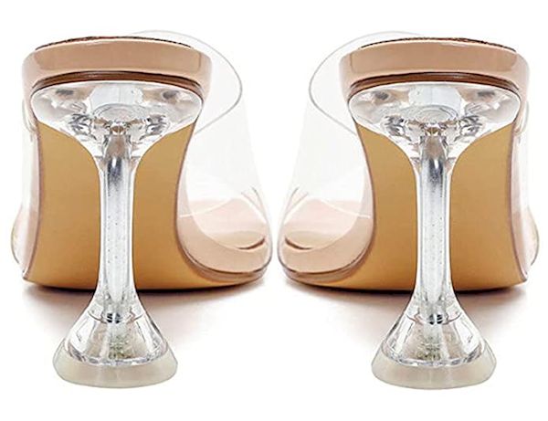 Sandali trasparenti con tacco a clessidra