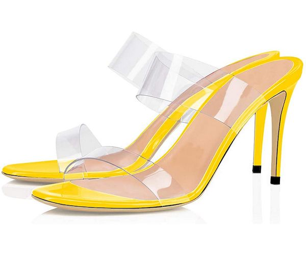 Sandali trasparenti da donna con tacco a spillo
