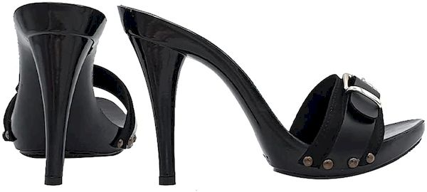 Zoccoli tacco 12 con tomaia in pelle e fibbia