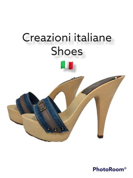 Zoccoli Tacco 14 con fascia in jeans