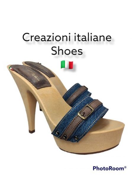 Zoccoli Tacco 14 con fascia in jeans