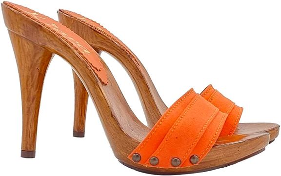 zoccoli arancione tacco 12 kiara shoes - immagine 7