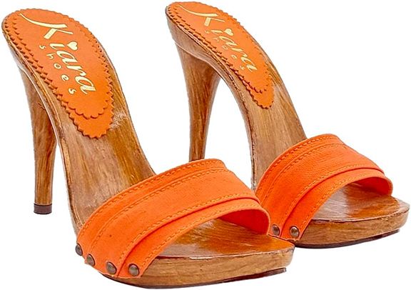 zoccoli arancione tacco 12 kiara shoes - immagine 5