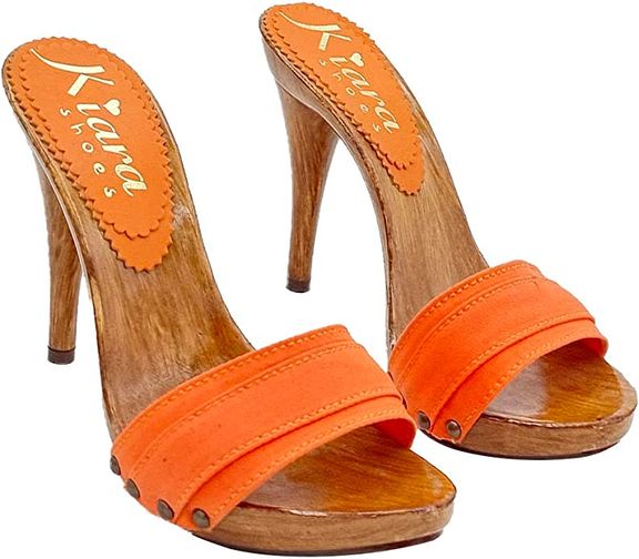 zoccoli arancione tacco 12 kiara shoes - immagine 2