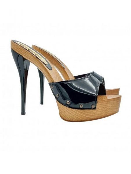 zoccoli con tacco a spillo laccato