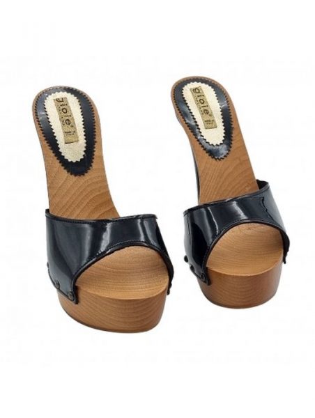 zoccoli con tacco a spillo laccato