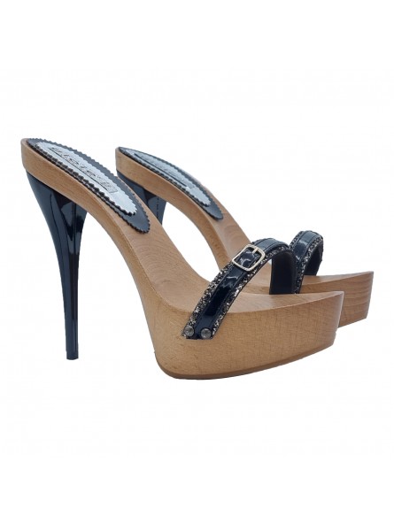 zoccoli sexy con tacco a spillo laccato