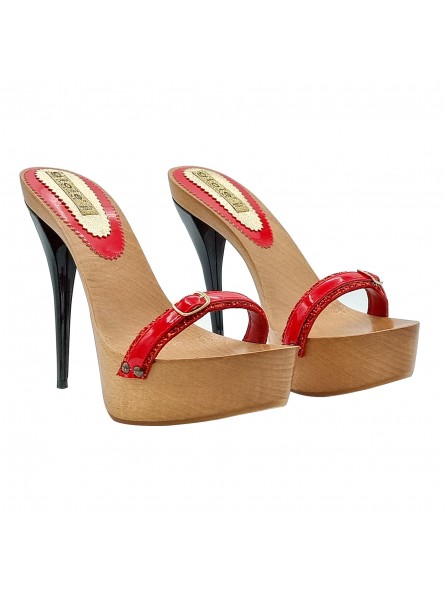 zoccoli eleganti con tacco a spillo laccato